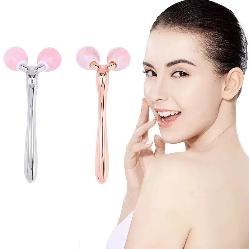 Intentional Living Shop 3 3D Roller Rose Quartz Facial Massager