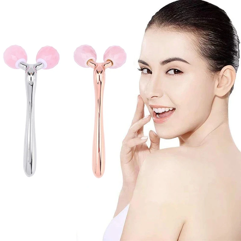 Intentional Living Shop 3 3D Roller Rose Quartz Facial Massager