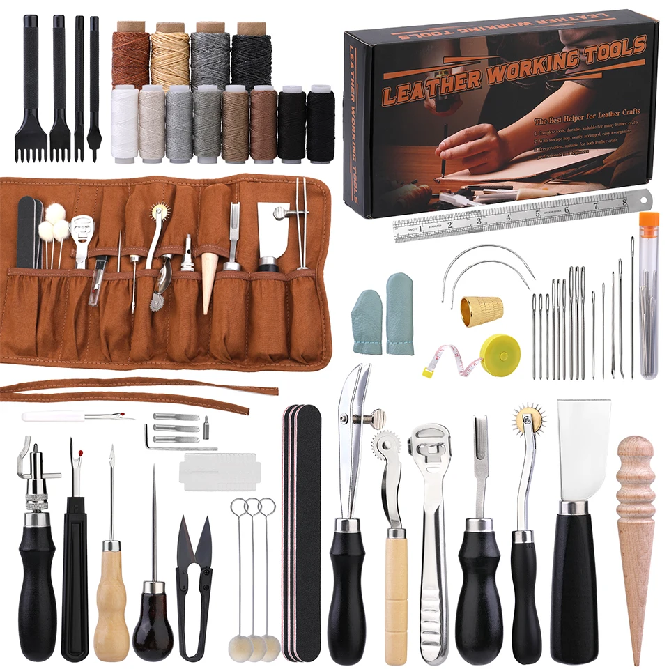 Intentional Living Shop 34 Leather hand stitching and carving kit for DIY repairs
